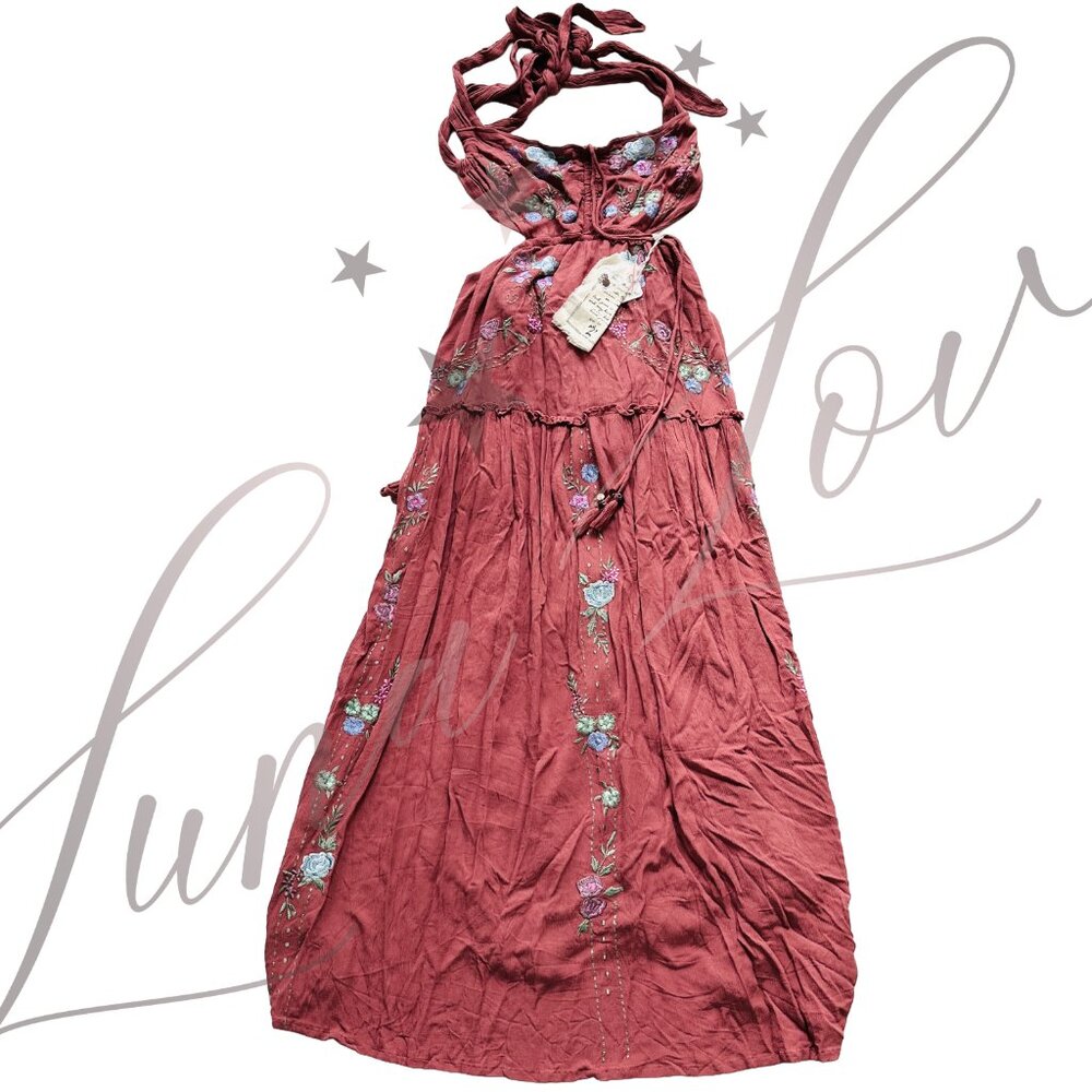 FREE PEOPLE Bali Palm Desert Embroidered Maxi Dress (size S) NWT - Picture 2 of 10